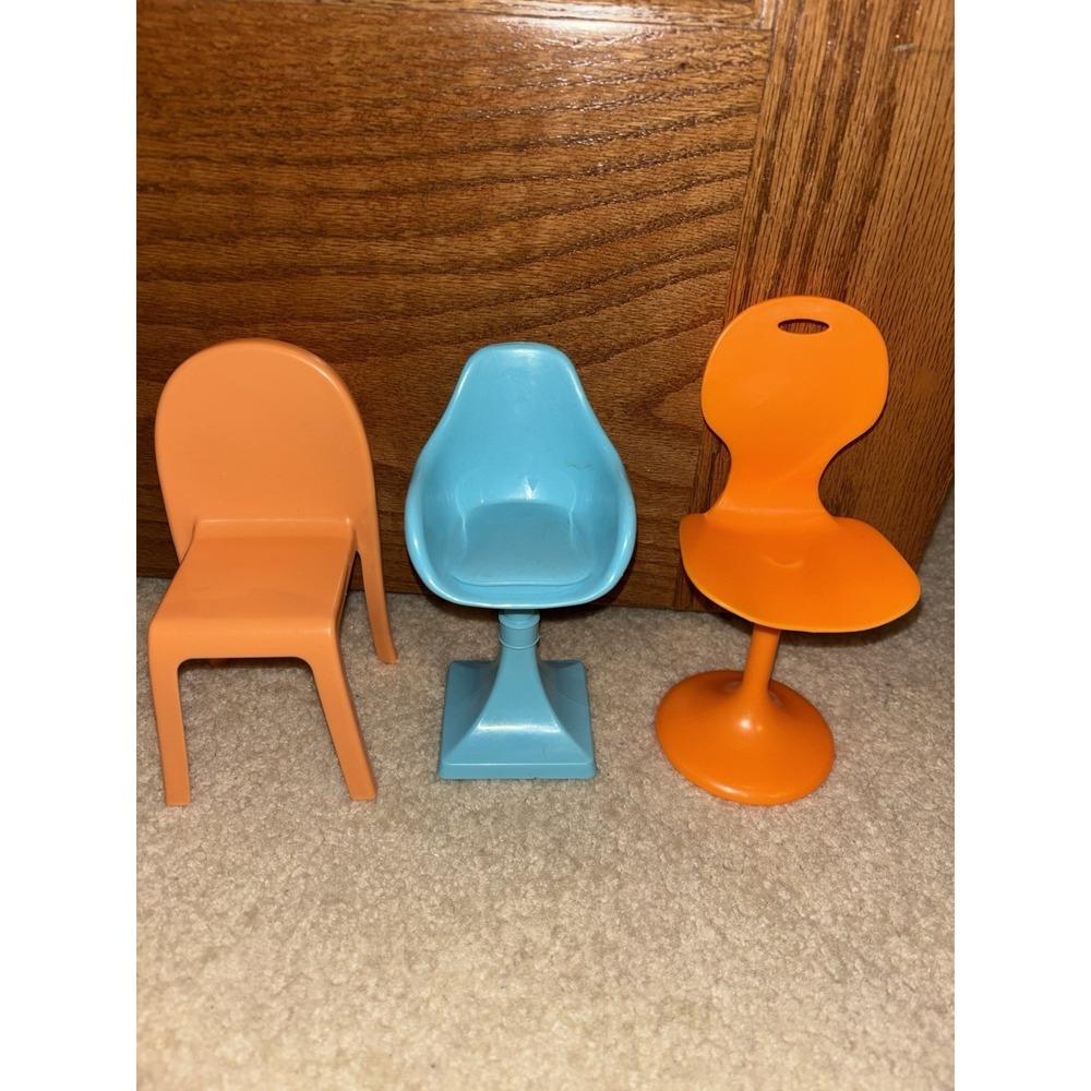 Barbie  Chairs Lot of 3 -Blue & Orange